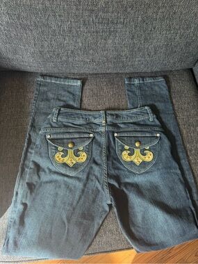 Y2K Deréon Beyoncé Jeans With Distinctive Gold Tone Hardware Embellishment